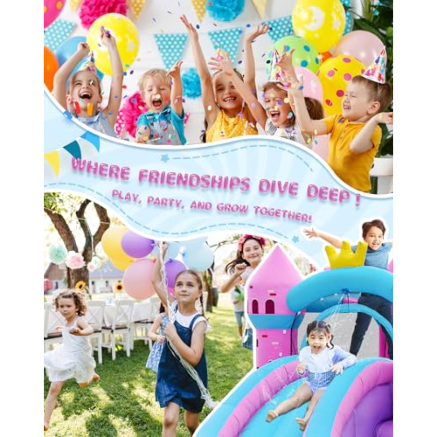 裏庭用インフレータブルウォータースライド付きバウンスハウス（ - Kids Outdoor Inflatable Water Slide のレビューと価格