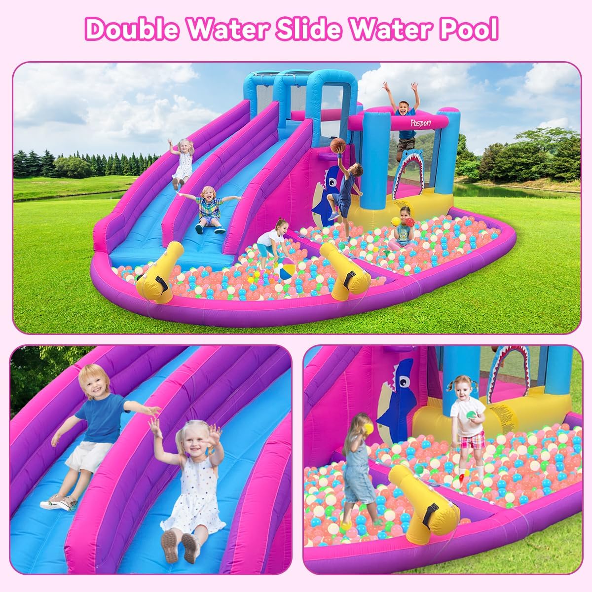 子供用ツインウォータースライドインフレータブルバウンスハウス - Kids Outdoor Inflatable Water Slide のレビューと価格