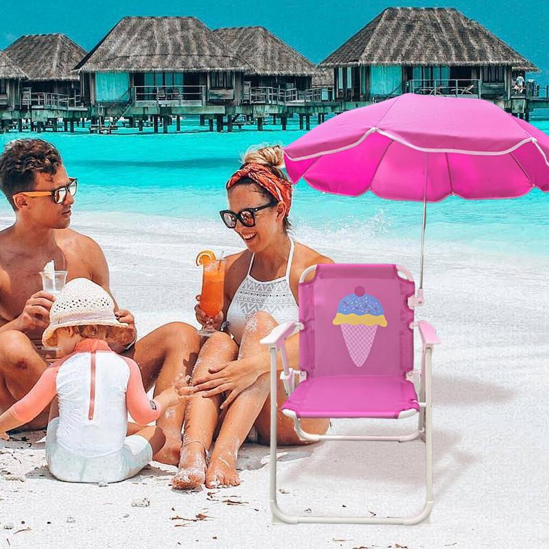 子供用傘付きビーチチェア、耐風性砂浜用シート、屋外旅行、芝生 - Kids Outdoor Lawn Chair のレビューと価格